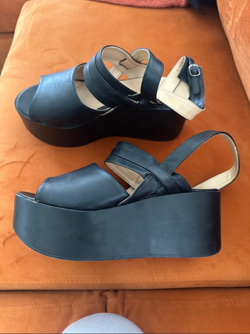 Black platform y2k sandals